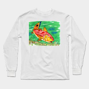 Redfish Dreaming - Fish Art Long Sleeve T-Shirt